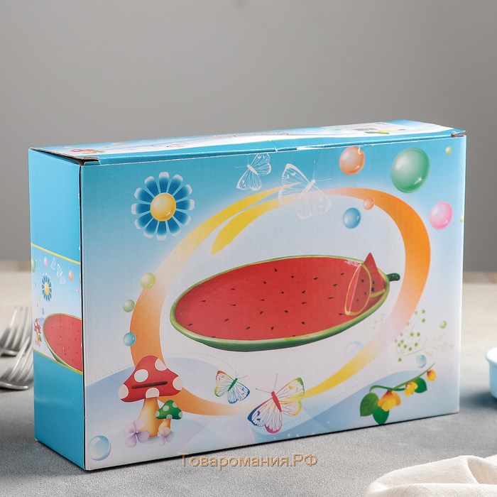 Блюдо сервировочное «Арбуз», 27×19×5,5 см, цвет красный