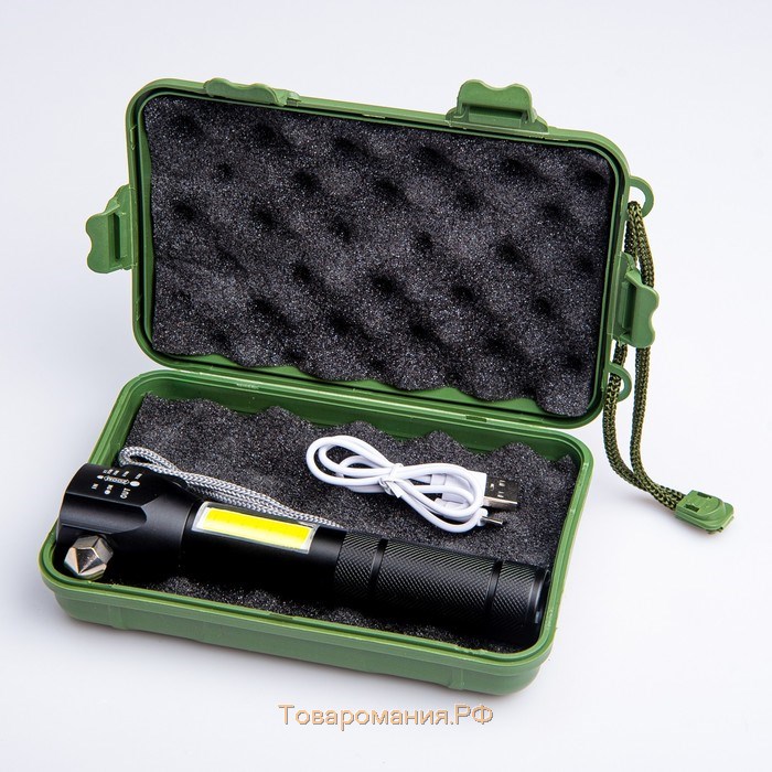 Фонарь ручной аккумуляторный, 7 Вт, 200 лм, Т6, zoom, 4 режима, USB, 16.5 х 6 см