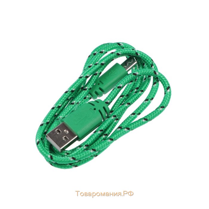 Кабель Luazon, microUSB - USB, 1 А, 0,9 м, оплётка нейлон, зелёный