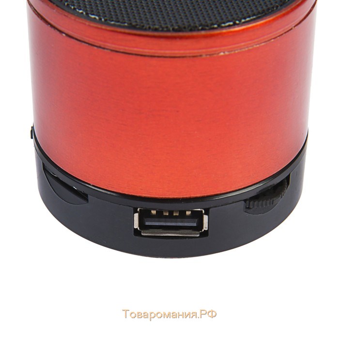 Портативная колонка  Hi-Tech08, 3 Вт, 300 мАч, microSD, USB, красная