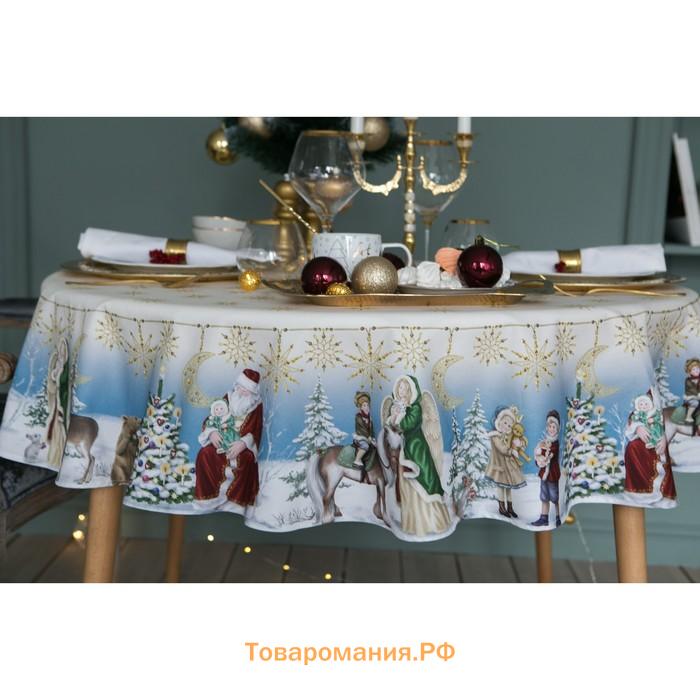 Скатерть новогодняя "" Christmas time d=220см +/-3 см с ГМВО, 100%хл, саржа 190 гр/м2