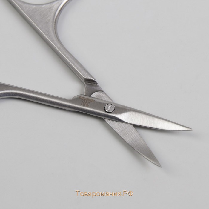 Ножницы маникюрные, узкие, загнутые, 9,5 см, цвет серебристый