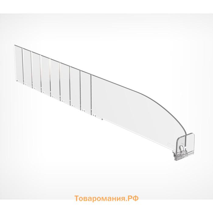 Пластиковый обламывающийся разделитель c передним ограничителем 30 мм, 185-385×20×60 мм