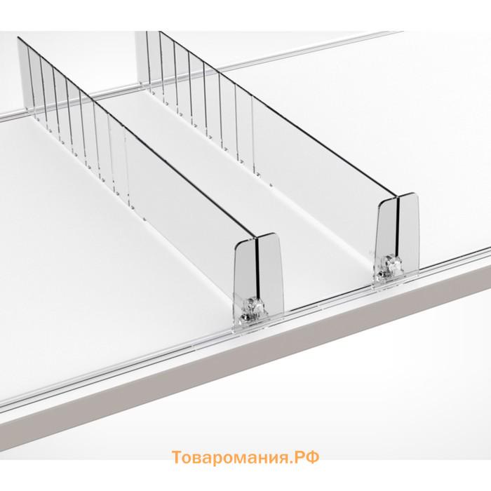 Пластиковый обламывающийся разделитель c передним ограничителем 60 мм, 185-385×20×60 мм