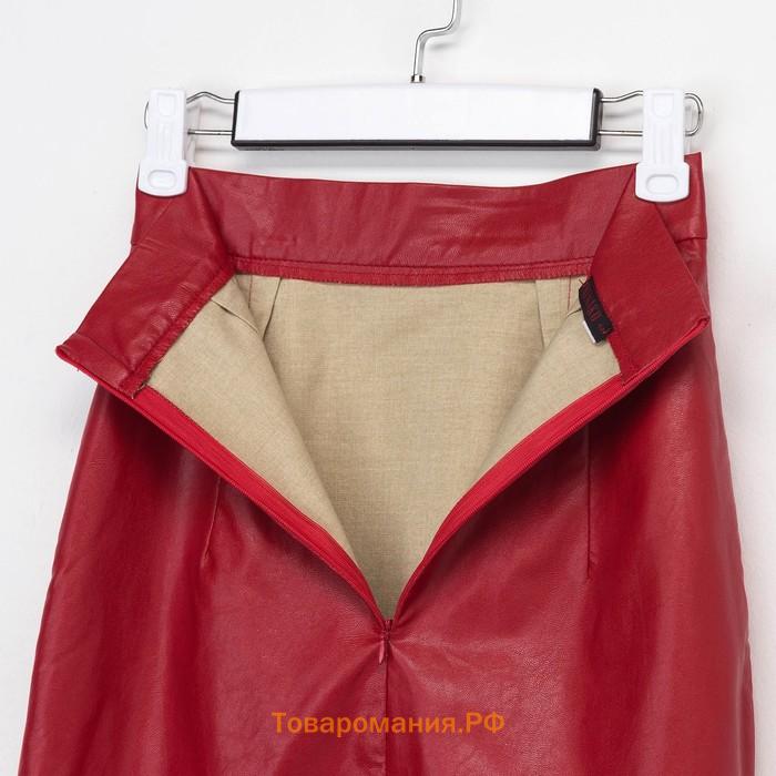 Юбка женская MINAKU "Leather look", длина мини, размер 44, цвет красный