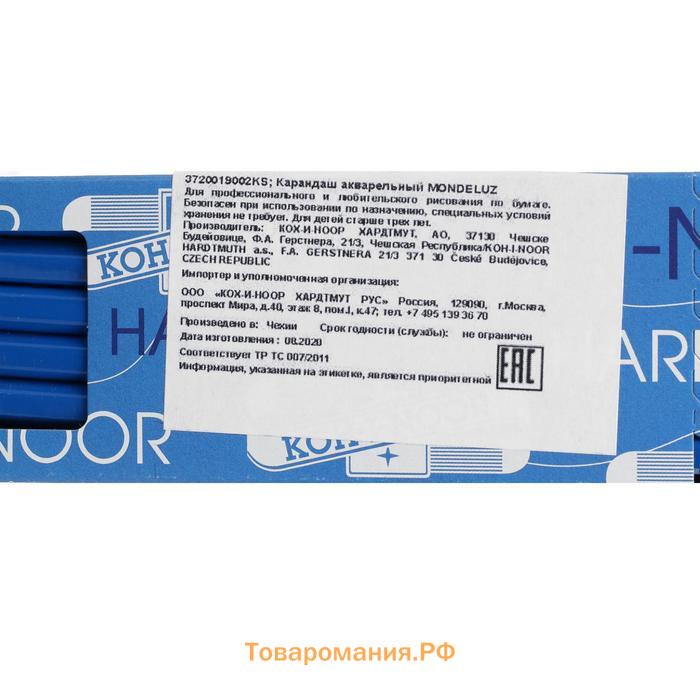 Карандаш акварельный Koh-I-Noor Mondeluz 3720/019, синий сапфир, 175 мм, грифель 3.8 мм, ЦЕНА ЗА 1 ШТ