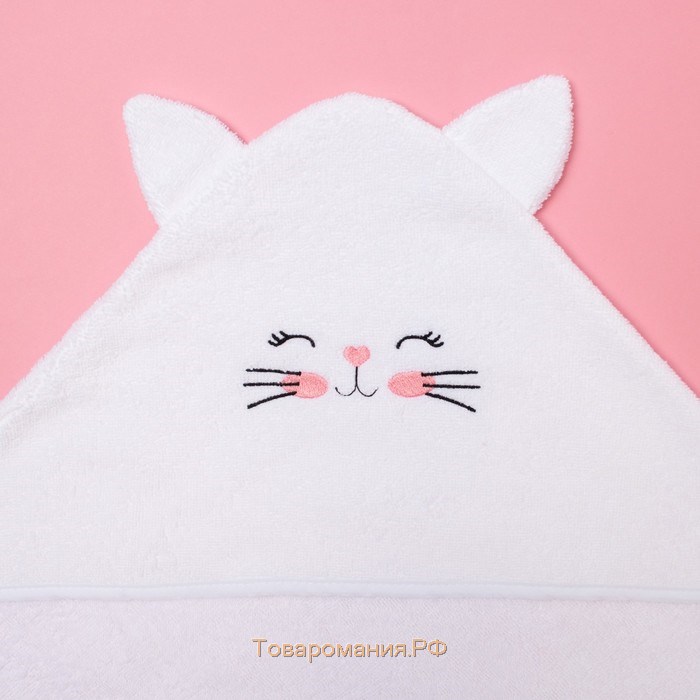 Набор "Кошечка", махровое полотенце с капюшоном 85*85 см, следки 16 см