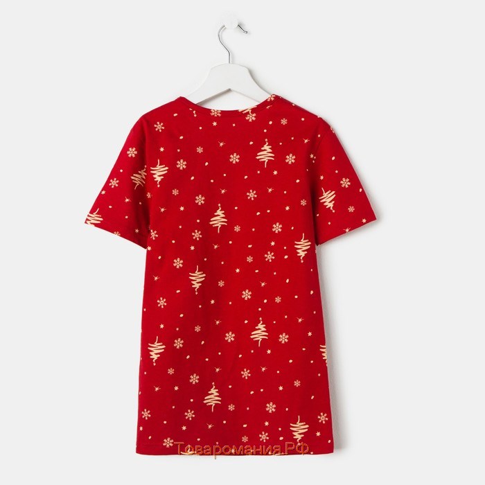 Сорочка для девочки MINAKU "Ёлки", рост 116, цвет красный