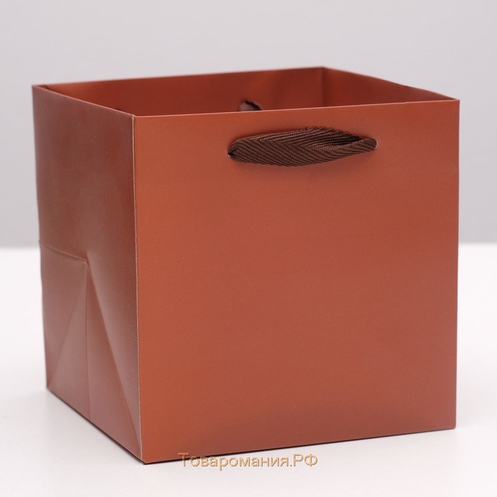 Пакет ламинированный, коричневый, люкс, 15 х 15 х 15 см