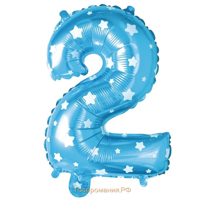 Букет из шаров «Цифра 2», фольга, латекс, набор 9 шт., цвет голубой, виды МИКС