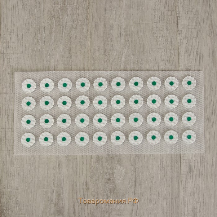 Аппликатор - коврик, 14 × 32 см, 40 модулей, цвет белый/зелёный