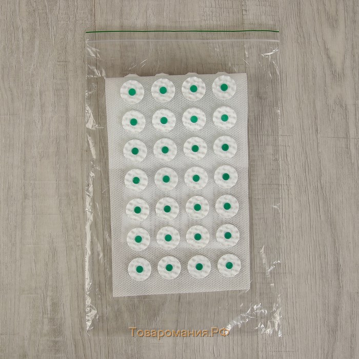 Аппликатор - коврик, 14 × 32 см, 40 модулей, цвет белый/зелёный