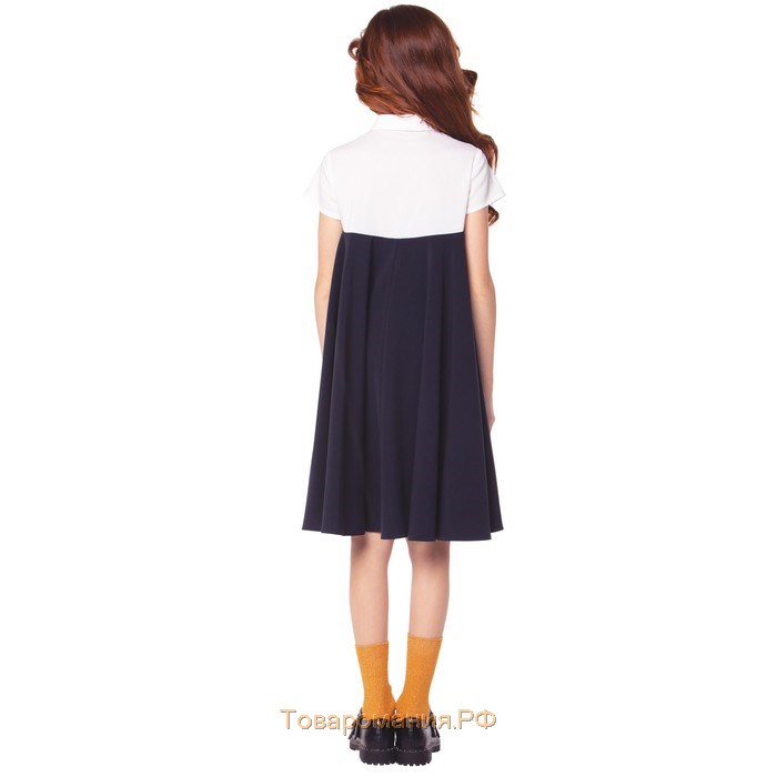 Платье для девочек, рост 128 см, цвет сине-белый