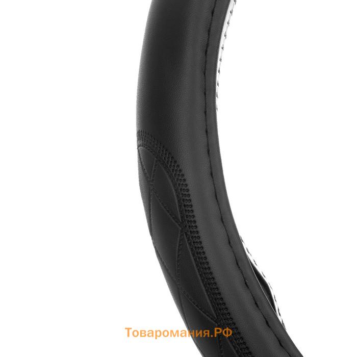 Оплетка на руль TORSO, кожа PU, узор, размер 38 см, черный