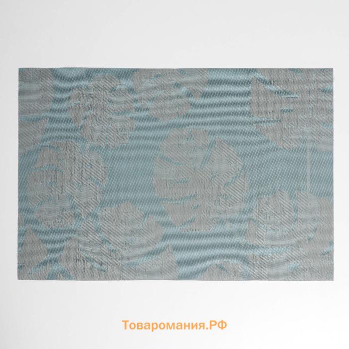 Салфетка кухонная «Тропические листья», 45×30 см, цвет серо-голубая