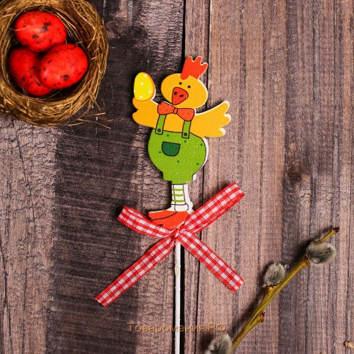 Декор на палочке «Курочка с яйцом» 0.5×4.5×27 см