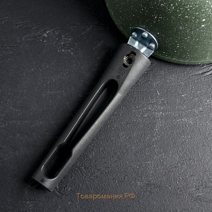 Кастрюля Trendy style, 1,5 л, съёмная ручка, стеклянная крышка, антипригарное покрытие, цвет зелёный
