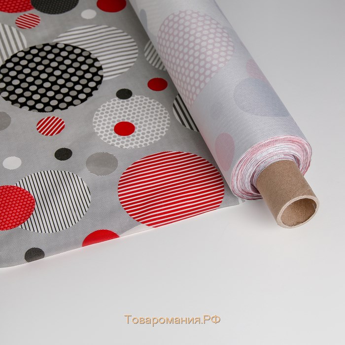 Клеёнка столовая на тканевой основе «Диско», ширина 128 см, рулон 25 метров, цвет красно-серый