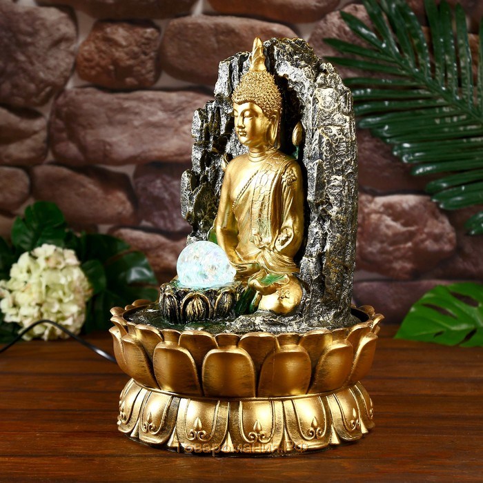 Фонтан настольный от сети, подсветка "Медитация Будды" 40х25х25 см