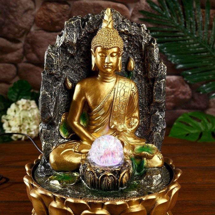 Фонтан настольный от сети, подсветка "Медитация Будды" 40х25х25 см