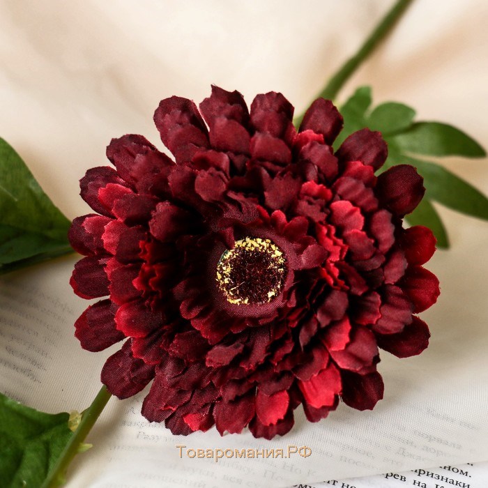 Цветы искусственные "Гербера Искра" 9*57 см, бордовый с красным