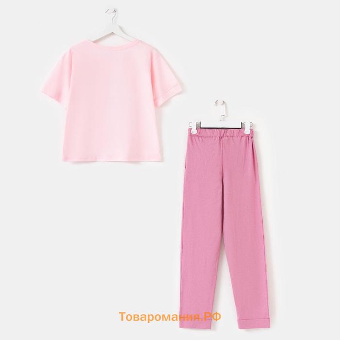 Комплект женский (футболка, брюки), цвет розовый, размер 50