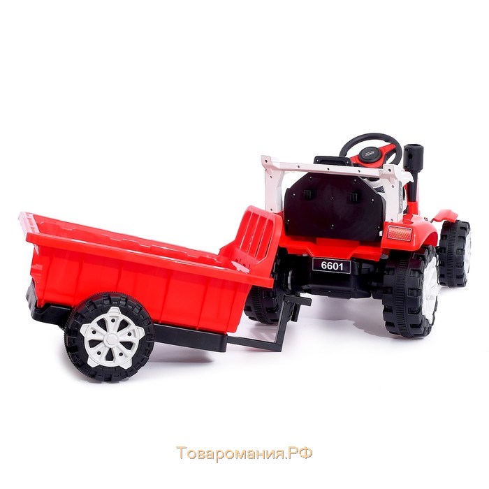 Электромобиль «Трактор», с прицепом, 2 мотора, цвет красный
