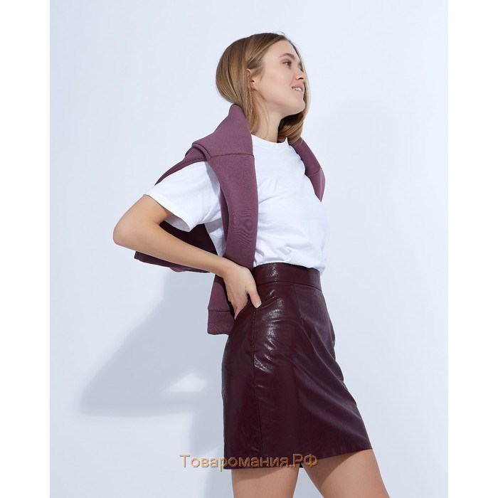 Юбка женская MINAKU "Leather look", длина мини, размер 44, цвет бордо