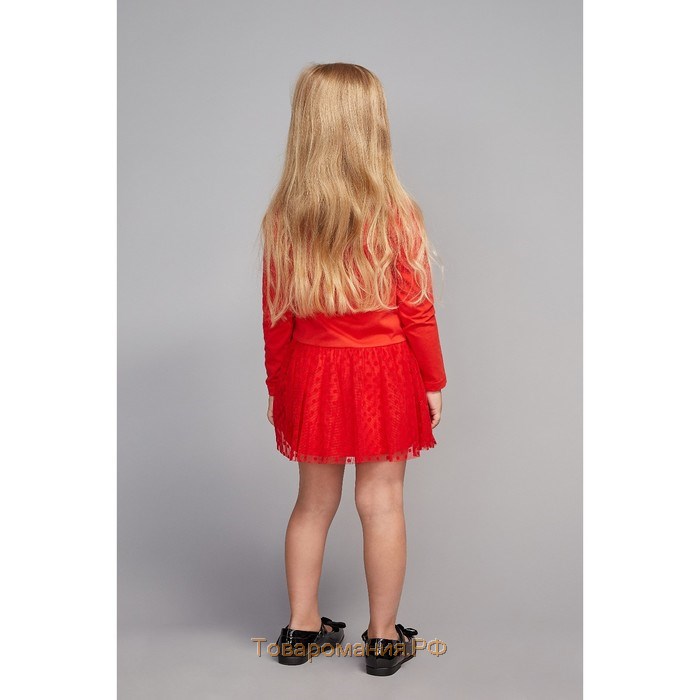 Платье для девочки, цвет красный/бежевый, рост 110 см