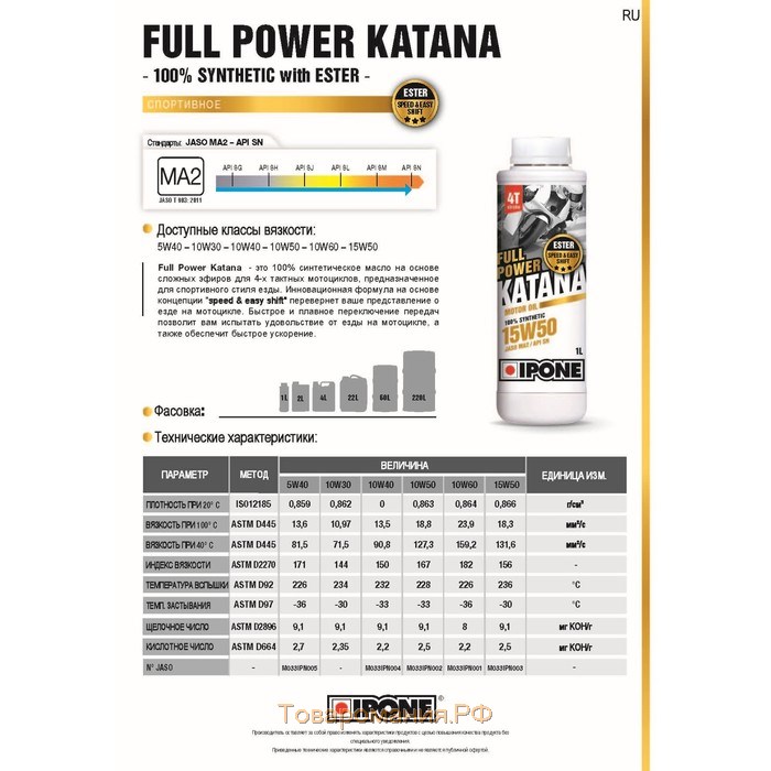 Моторное масло IPONE FULL POWER KATANA, 10W30, 1л