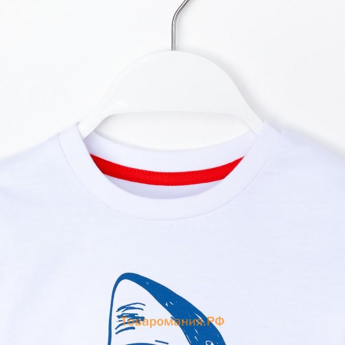 Футболка для мальчика KAFTAN "Surf" акула, р.30 (98-104 см), белый