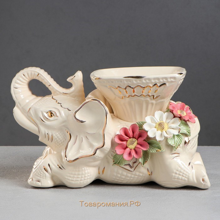 Конфетница "Корзинка Слон", лепка, керамика, 18 см, микс