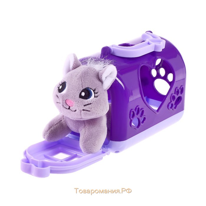Игрушка мягконабивная «Малышка-котик» с переноской, МИКС
