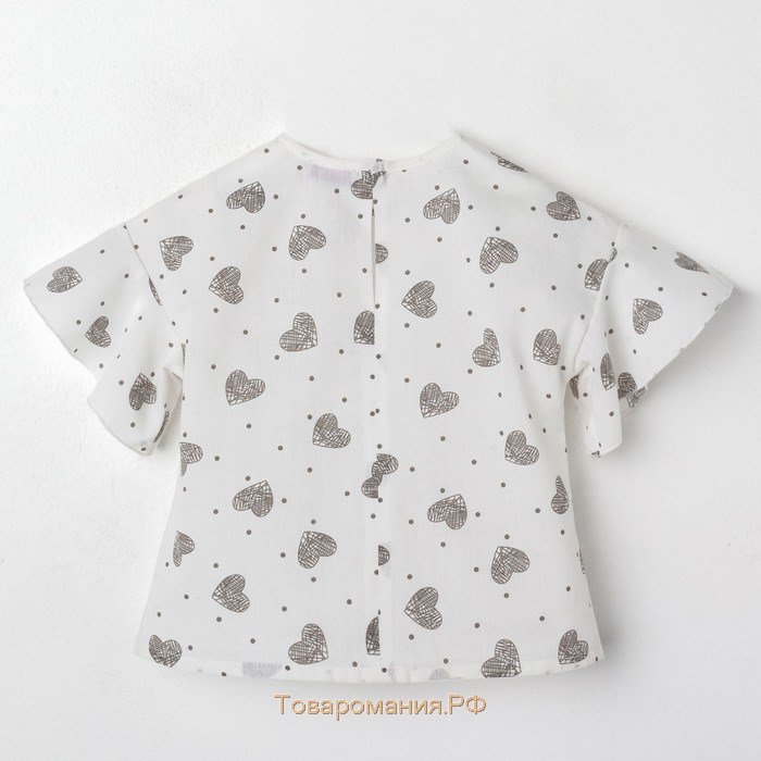 Блузка для девочки MINAKU Cotton collection: Romantic, цвет белый/серый, рост 110 см