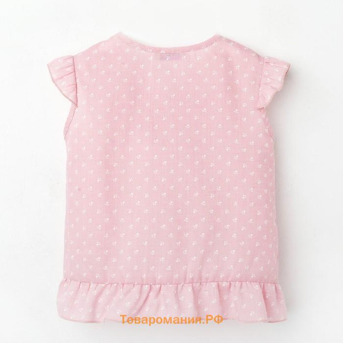 Блузка с короткими рукавами для девочки MINAKU, рост 98, цвет розовый/белый