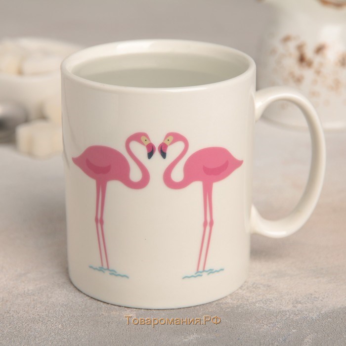 Кружка-хамелеон «Влюблённые фламинго», 350 мл