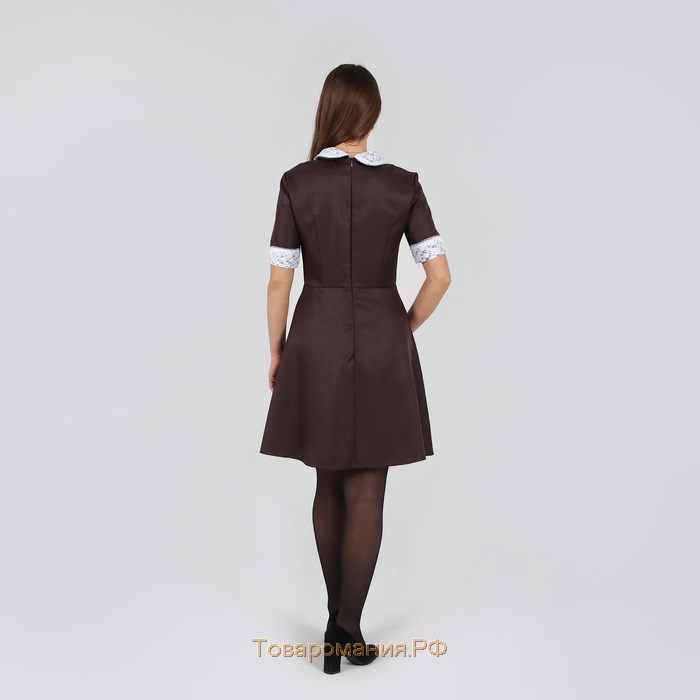 Платье школьное со шлицей, воротник стойка, манжеты, р. 52, рост 170, цвет чёрный