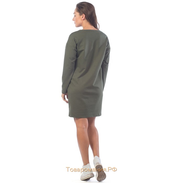 Платье-толстовка Unique Clothing, размер 52, цвет хаки