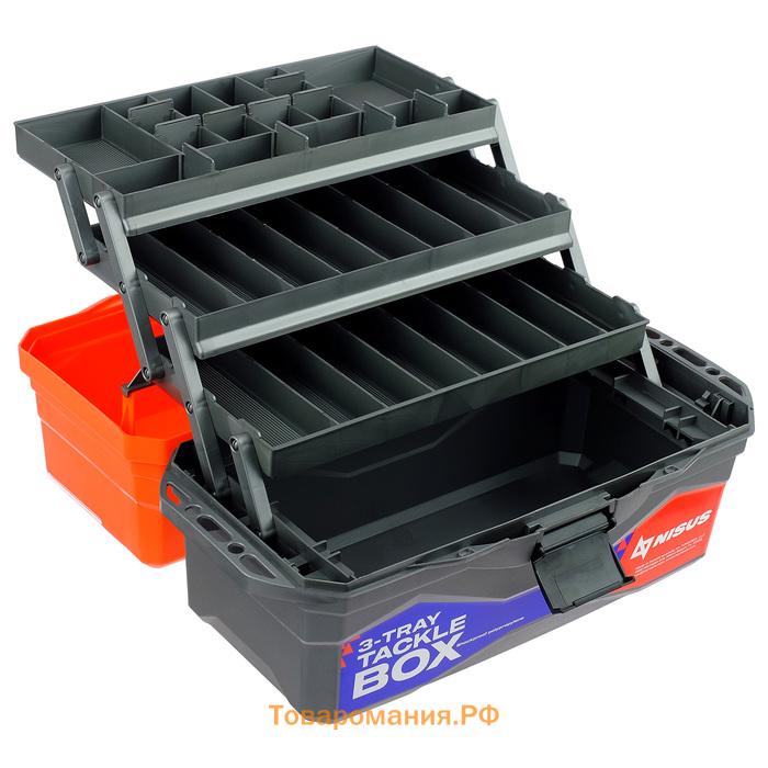 Ящик рыболовный Tackle Box трёхполочный NISUS, оранжевый