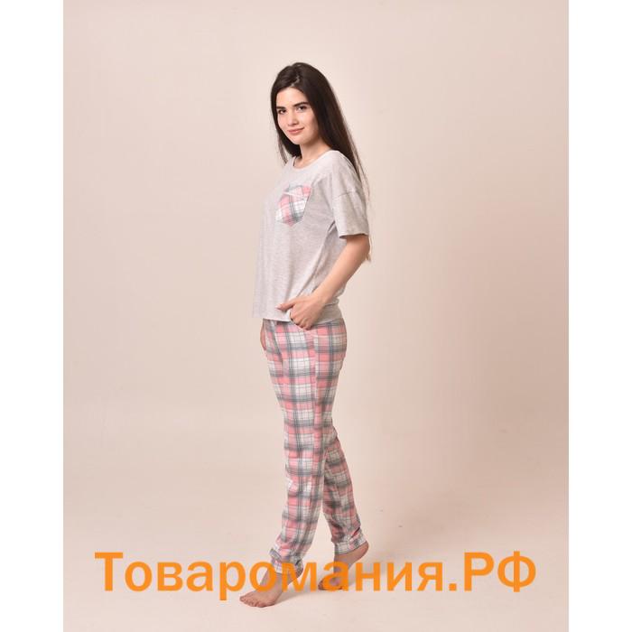 Комплект «Стрит» женский (футболка, брюки) цвет серый, размер 46
