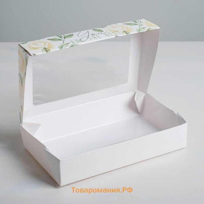 Кондитерская упаковка, коробка с ламинацией «Flowers», 20 х 12 х 4 см