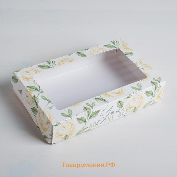 Кондитерская упаковка, коробка с ламинацией «Flowers», 20 х 12 х 4 см
