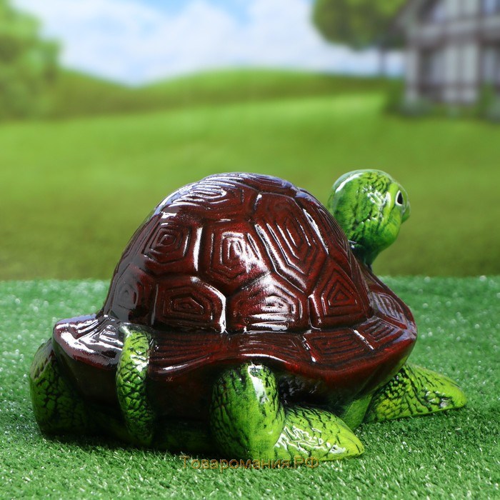 Садовая фигура "Черепаха", зелёно-коричневый цвет, 16,5 см