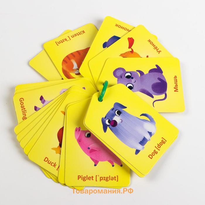 Карточки на кольце для изучения английского языка «Мамы и детёныши», 20 карт, кольцо, 3+