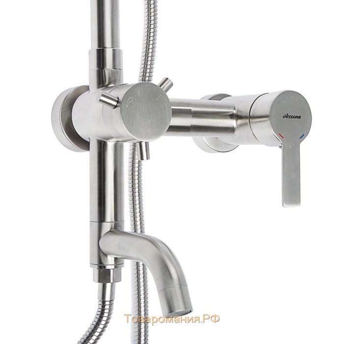 Душевая система Accoona A8301, с тропическим душем, нерж.сталь, цвет сатин