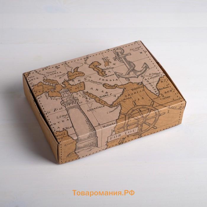 Коробка складная крафтовая «Карта», 21 × 15 × 5 см