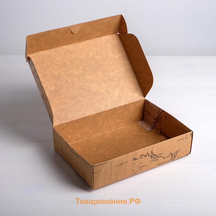 Коробка складная крафтовая «Карта», 21 × 15 × 5 см