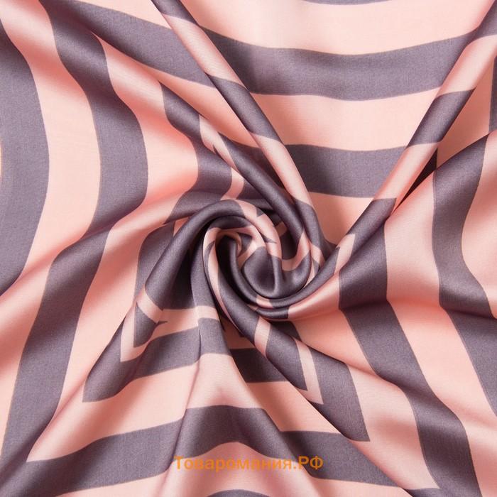 Платок женский  "Геометрия", размер 70*70 см, цвет серо-розовый