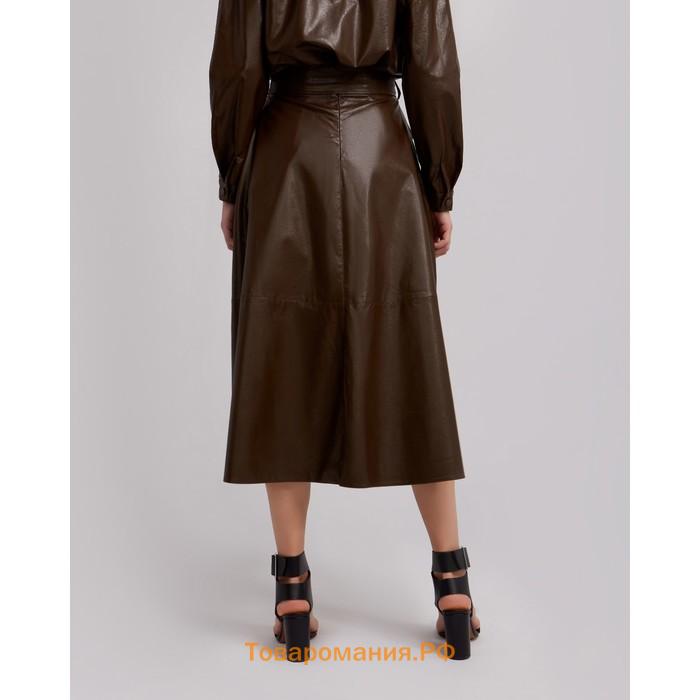 Юбка женская MINAKU: Leather look, цвет коричневый, размер 46
