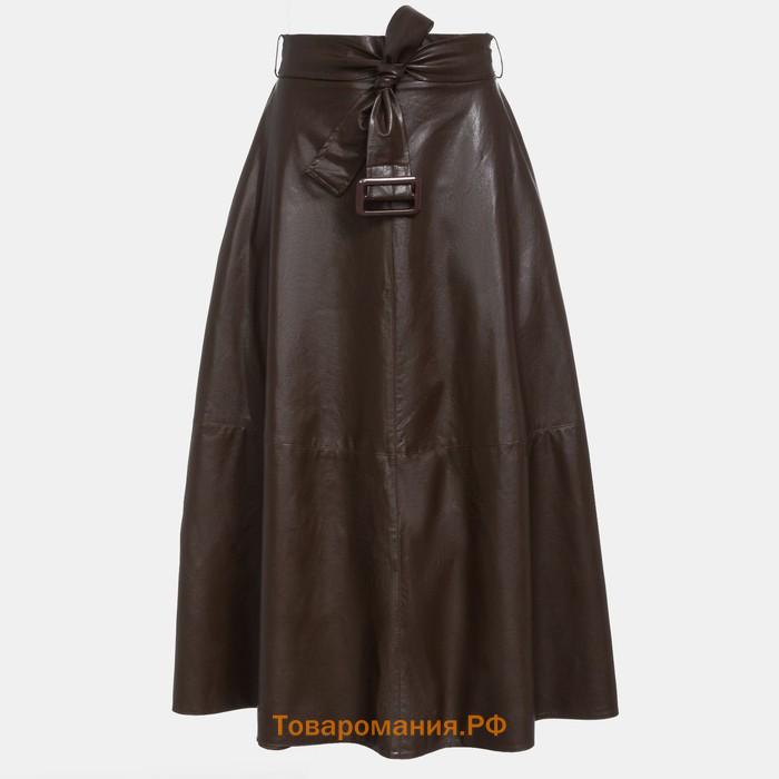 Юбка женская MINAKU: Leather look, цвет коричневый, размер 46